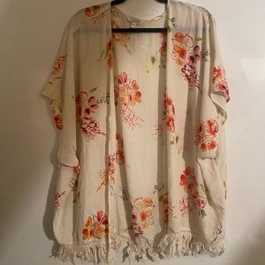 Sheer floral kimono